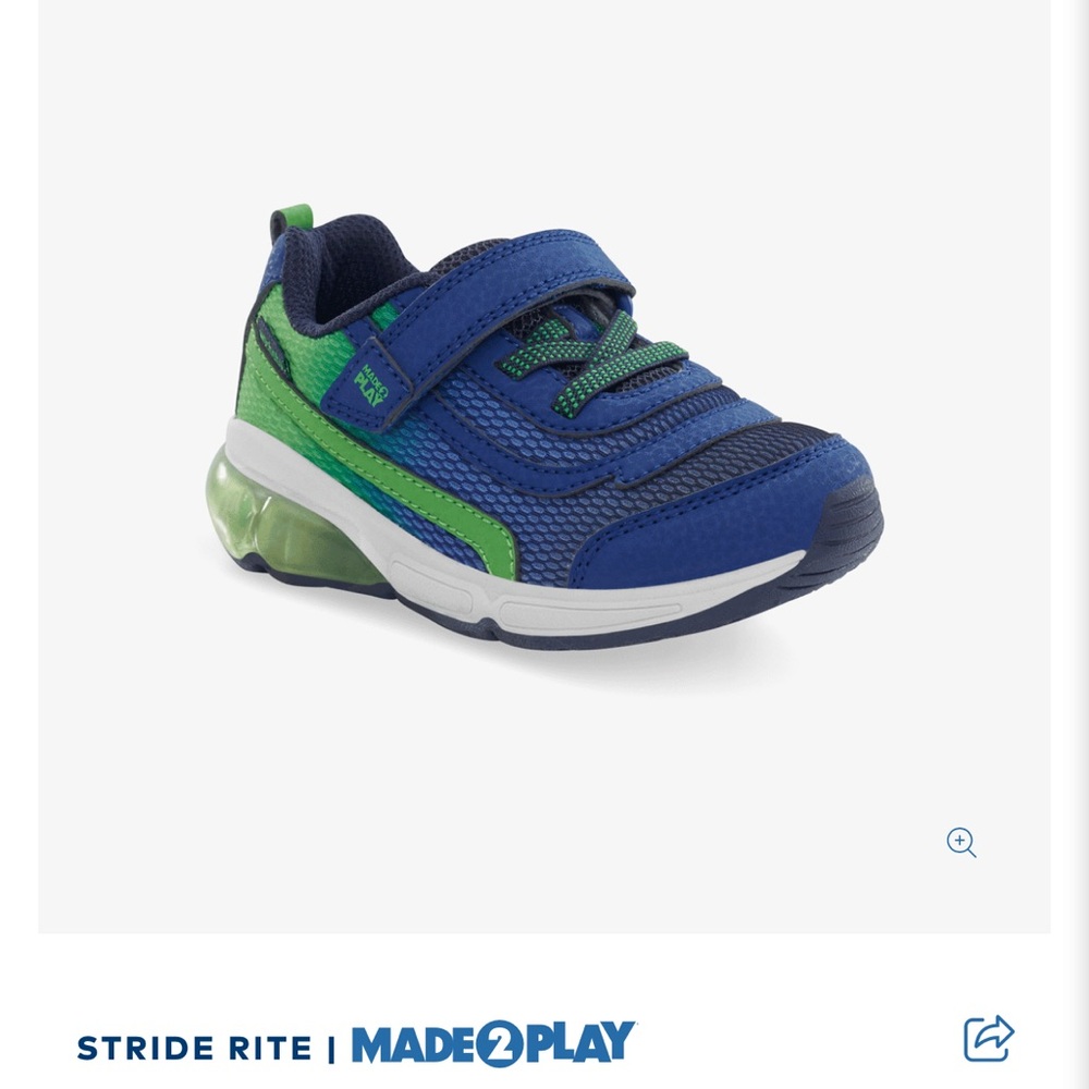 Stride Rite Made2Play light up surge bounce sneaker Kids Blue and Green Sneakers